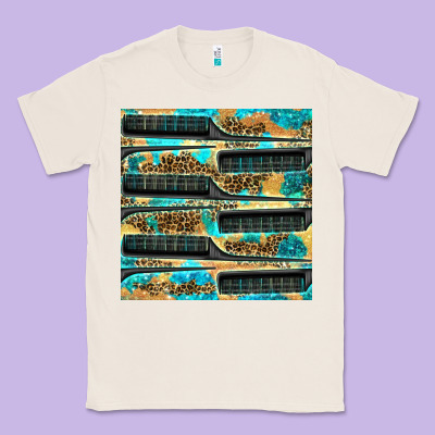 Hairdresser Parting Comb With Leopard And Glitter Seamless Pattern Bbs Classic Tee Designed By Bundleandbundleshop