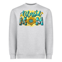 Heather Grey Blessed Mom with Sunflowers Heavyweight Sweatshirt - texasbilliewilder