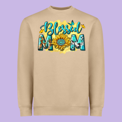 Blessed Mom With Sunflowers Heavyweight Sweatshirt Designed By Texasbilliewilder
