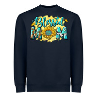 Navy Blessed Mom with Sunflowers Heavyweight Sweatshirt - texasbilliewilder
