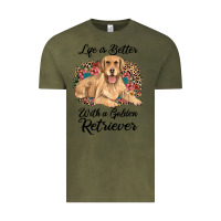 Vintage Olive life is better with a golden retriever Vintage Tee - JahusDesignShop