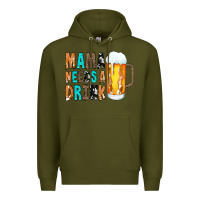 Army Green Mama Needs a Drink Premium Hoodie - CowCowDesign
