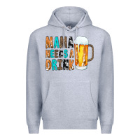 Heather Grey Mama Needs a Drink Premium Hoodie - CowCowDesign