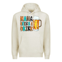 Oatmeal Heather Mama Needs a Drink Premium Hoodie - CowCowDesign