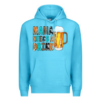 Ocean Blue Mama Needs a Drink Premium Hoodie - CowCowDesign