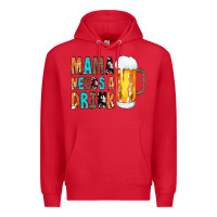 Red Mama Needs a Drink Premium Hoodie - CowCowDesign