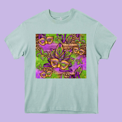 Mardi Gras Carnival Masks And Fleur De Lis Heavy Core Tee Designed By Jasminsmagicworld