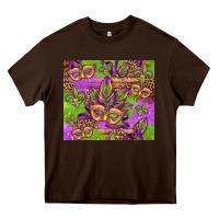 Chocolate Brown mardi gras carnival masks and fleur de lis Heavy Core Tee - Jasminsmagicworld