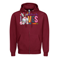 Burgundy Oh how he loves us Easter Day Zipper Hoodie - HowdyJamesFarm