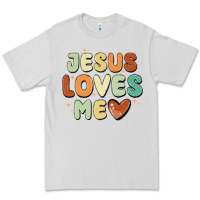 Dove Grey jesus loves me Premium Tee - MaliasSmallBusiness
