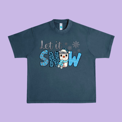 Let It Snow Snowman Coffee Urban Heavy Tee Designed By Jahusdesignshop