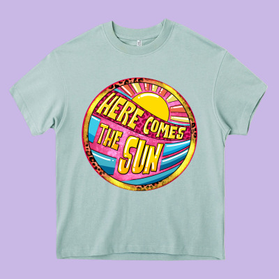 Here Comes The Sun Heavy Core Tee Designed By Nancycooperartshop
