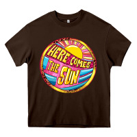Chocolate Brown Here comes the sun Heavy Core Tee - NancyCooperArtShop