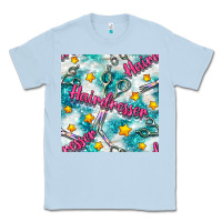 Dusty Blue Hairdresser Scissor And Stars With Glitter Seamless Pattern Bbs Classic Tee - BundleAndBundleShop