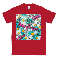 Red Hairdresser Scissor And Stars With Glitter Seamless Pattern Bbs Classic Tee - BundleAndBundleShop
