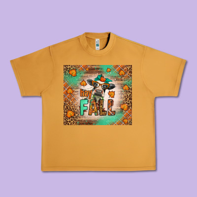 Western Hay Fall Cow Urban Heavy Tee Designed By Lillyallendesigns