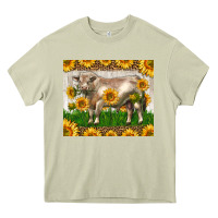 Mossy Western Charolais Bull With Sunflowers Heavy Core Tee - LillyAllenDesigns