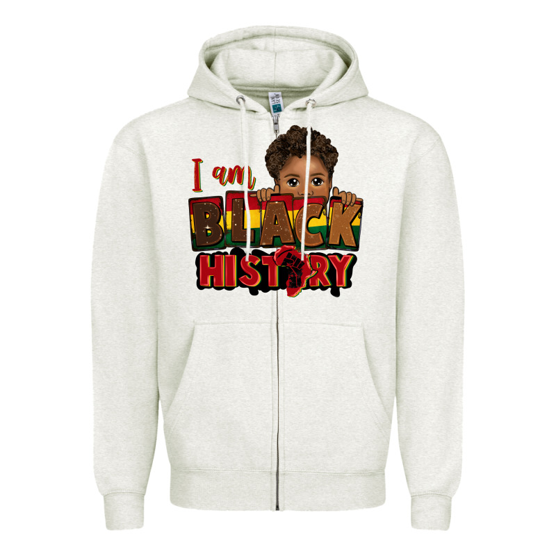 I Am Black History Black Boy Peekaboo Juneteenth Zipper Hoodie by CowGirlArtShop | Teevron