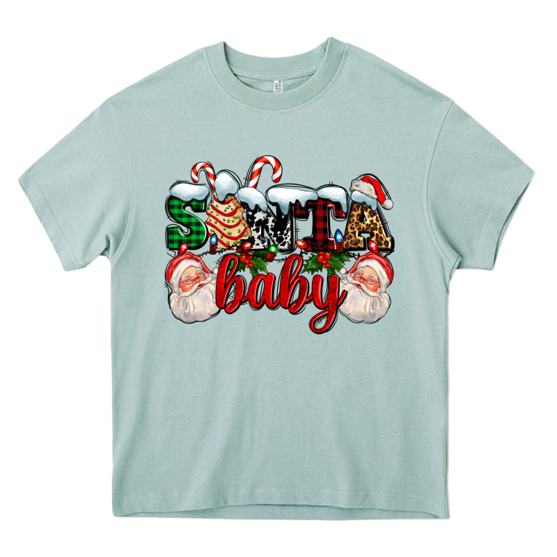 Santa Baby With Santa And Christmas Tree Cake Heavy Core Tee by AdoDesignShop | Teevron