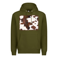 Army Green Brown Cowhide Background Premium Hoodie - CowCowDesign