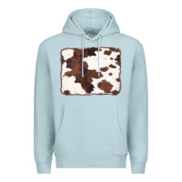 Blue Mist Brown Cowhide Background Premium Hoodie - CowCowDesign