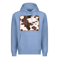 Colony Blue Brown Cowhide Background Premium Hoodie - CowCowDesign