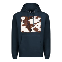 Navy Brown Cowhide Background Premium Hoodie - CowCowDesign