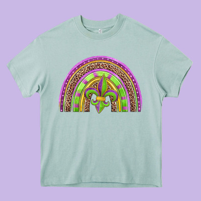 Mardi Gras Rainbow Heavy Core Tee Designed By Jasminsmagicworld