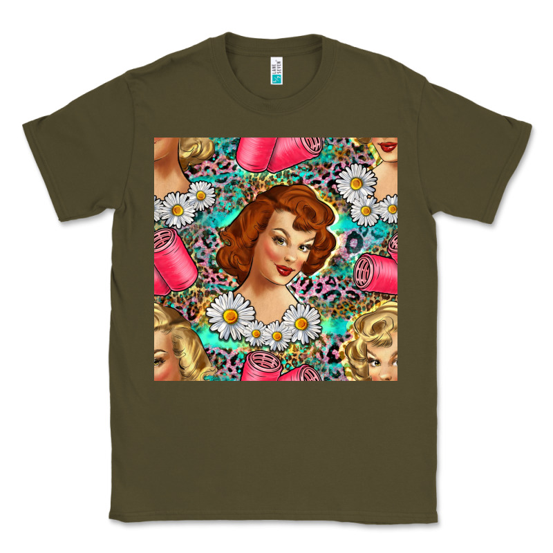 Hairdresser Western Girl And Hair Curler Seamless Pattern Bbs Classic Tee by BundleAndBundleShop | Teevron
