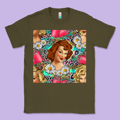 Hairdresser Western Girl And Hair Curler Seamless Pattern Bbs Classic Tee Designed By Bundleandbundleshop