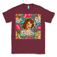 Burgundy Hairdresser Western Girl And Hair Curler Seamless Pattern Bbs Classic Tee - BundleAndBundleShop