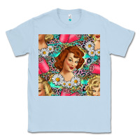 Dusty Blue Hairdresser Western Girl And Hair Curler Seamless Pattern Bbs Classic Tee - BundleAndBundleShop