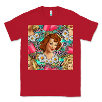 Red Hairdresser Western Girl And Hair Curler Seamless Pattern Bbs Classic Tee - BundleAndBundleShop