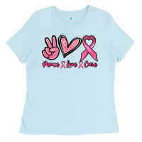 Baby Blue Peace love cure Ladies Tee - NancyCooperArtShop
