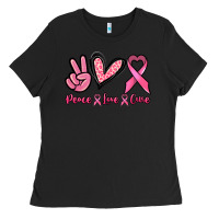 Black Peace love cure Ladies Tee - NancyCooperArtShop