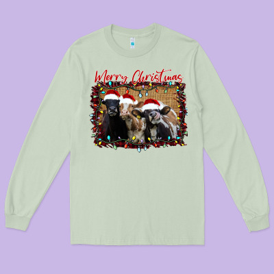 Merry Christmas Cows Long Sleeve Tee Designed By Bettercallsaul