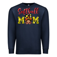 Navy softball mom  and afro messybun mom bbs Premium Sweatshirt - BundleAndBundleShop