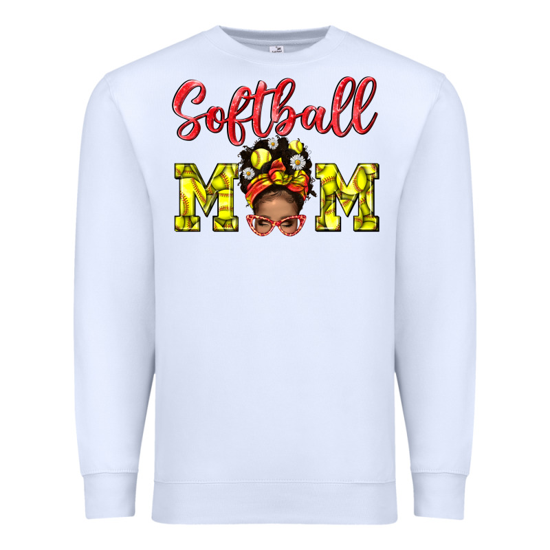 Softball Mom  And Afro Messybun Mom Bbs Premium Sweatshirt by BundleAndBundleShop | Teevron