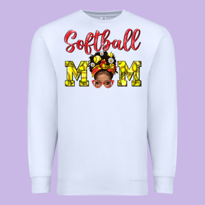 Softball Mom  And Afro Messybun Mom Bbs Premium Sweatshirt Designed By Bundleandbundleshop
