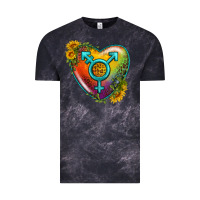 Cloud Black Lgbtq Heart With Sunflower Vintage Tee - BundleAndBundleShop