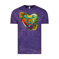 Cloud Purple Lgbtq Heart With Sunflower Vintage Tee - BundleAndBundleShop