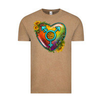 Vintage Coffee Lgbtq Heart With Sunflower Vintage Tee - BundleAndBundleShop