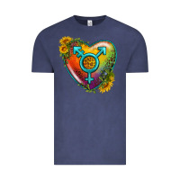 Vintage Denim Lgbtq Heart With Sunflower Vintage Tee - BundleAndBundleShop