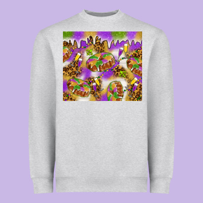 Mardi Gras With King Cake Heavyweight Sweatshirt Designed By Nancycooperartshop