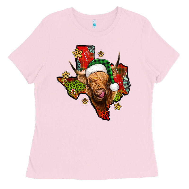 Christmas Texas Highland Cow Ladies Tee by Jasminsmagicworld | Teevron