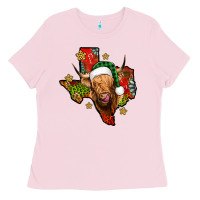 Bubblegum Pink christmas texas highland cow Ladies Tee - Jasminsmagicworld