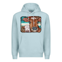 Blue Mist Cows Serape Leopard Gemstone Premium Hoodie - CowCowDesign