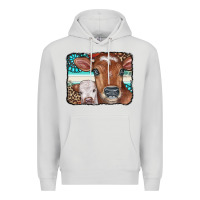 Dove Grey Cows Serape Leopard Gemstone Premium Hoodie - CowCowDesign