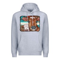 Heather Grey Cows Serape Leopard Gemstone Premium Hoodie - CowCowDesign