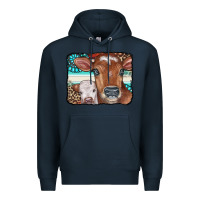 Navy Cows Serape Leopard Gemstone Premium Hoodie - CowCowDesign